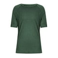 thumbnail image 5 of DeHolifer Women's Casual T-Shirts Solid Color Reglan Sleeve Short Sleeve Crewneck Pullover Top Loose Summer Trendy T-Shirts Green XL, 5 of 6