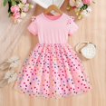 thumbnail image 2 of Goindgs Baby Girls Tutu Dress Dancing Toddler Cotton Layered Crew Neck short Sleeve Tutu Dress Tulle Dresses Princess Party Floral Girl's Summer Dress Z2-Pink 5-6 T, 2 of 6
