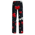 thumbnail image 3 of BLTIBY Women Valentine's Day Pajama Pant Spring Fall Love Printed Comfy Lounge Wide Leg Fashion Casual Stretch Palazzo Pj Bottoms Trousers with Pockets Black 6 M, 3 of 4