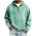 thumbnail image 2 of Ceisia Men's Loose Fit Washed Distressed Denim Half-Zip Hooded Pullover Sweatshirt Gifts, 2 of 7