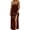 Brown, variant on Women's Sexy Backless Satin Maxi Dress V-Neck Sleeveless Side Slit Graduation Party Gown