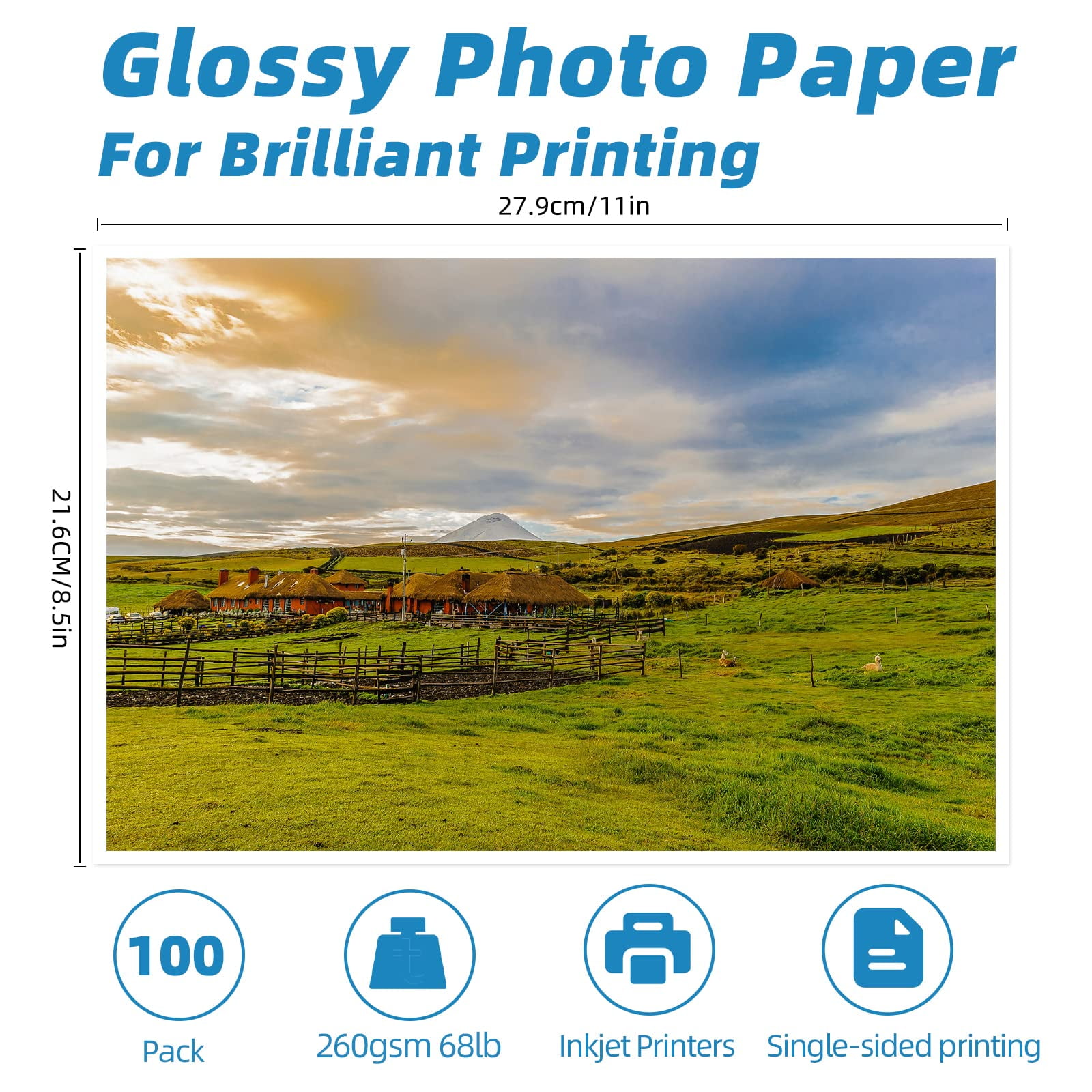 Glossy Inkjet or Laser Paper 8.5 x 11 100 sheets 8500JG