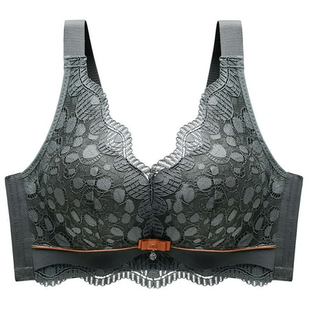 Xihbxyly Womens Bra Strapless Bras for Women Women Plus Size Sexy Lace Printing Non-Steel Ring Bowknot Underwear Bra Sexy Underwear for Women High Support Sports Bras for Women Backless Sports Bra
