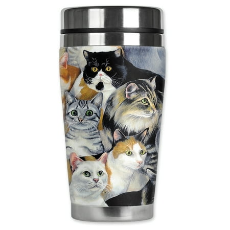 

Mugzie brand 20-Ounce MAX Stainless Steel Travel Mug with Insulated Wetsuit Cover - Just Cats