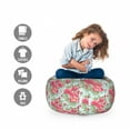 thumbnail image 2 of Floral Storage Toy Bag Chair, Blooming Flowers and Leaves Vintage Garden Art, Stuffed Animal Organizer Washable Bag, Small Size, Blue Pink, by Ambesonne, 2 of 3