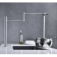 thumbnail image 4 of Pot Filler Faucet 20In Brushed Nickel Finish Dual Handles Retractable Arm 360 Degree Swivel Brass Construction Kitchen Sink Mount 4GPM Flow Rate Deck Mounted Two Joints Modern Design Indoor, 4 of 7