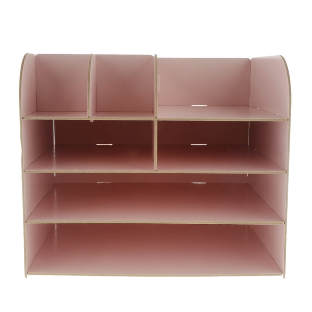 Organizador de Escritorio Sunnimix Estante de Almacenamiento de Oficina Estante de Exhibición de Madera Rosa Organizador de escritorio