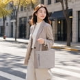 thumbnail image 3 of Corduroy Tote Bag, Lightweight Lunch Tote with Multi Pockets, Casual Shoulder Handbag for Work School Travel, Daily Carry Shopping Bag with Front Zipper Pocket, 3 of 8