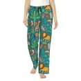 thumbnail image 2 of Goofa Jungle Animals Printed Soft Pajama Pants for Women, Wide Leg Comfy Casual Lounge Yoga Pants-Small, 2 of 9