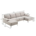 thumbnail image 7 of Royard Oaktree U-Shape Sectional Sofa Modern Modular Sofa Couch with Double Chaises & Metal Legs 4 Seats Indoor Linen Fabric Couch for Living Room, Apartment, Studio, Office,Beige, 7 of 7