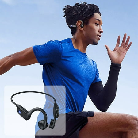 CaiTeLin Bluetooth Conduction Headphones Open Ear Headphones Bluetooth 5.2 Sports Wireless Earphones with Built in Mic Sweat Sport Headset(Black)