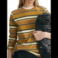 thumbnail image 1 of Sudadera de Rayas con Cuello Redondo para Mujer, Larga, Bloque de Color, Informal, Holgada, Deportiva Verde L, 1 of 8