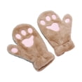 thumbnail image 2 of Cute Cat Paws Full Finger Gloves Fluffy Plush Winter Warm Mittens Hand Warmer for Women Teenager Girls, 2 of 4