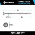 thumbnail image 6 of # 10 x 3 Marine Grade Type 316 Stainless Steel Wood Screws - 100 Pack with T25 Bit – Torx Flat Head Type 17 Point Ideal for Decks, Fences, and Coastal Construction, 6 of 8