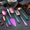 thumbnail image 2 of Ksopiavobs Rainbow Serving Spoons Set 6 Pieces, Serving Utensils Set Include Cake Server Slotted Spoon Serving Spoon Serving Fork Ladle Butter Knife Spreader Serving Set Dishwasher Safe, 2 of 7