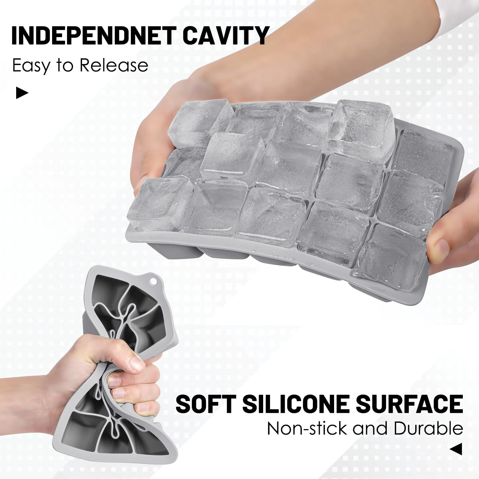 Silicone Ice Cube Trays 3packs  Easy Release Molds With Lid Freezer Stackable Maker For Food Bpa Free (grey)