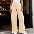 thumbnail image 2 of ClodeEU Women's High Waisted Draped Straight Wide Leg Dress Pants with Pockets ,Solid Color Casual Office Trousers Beige,Women's Plus L, 2 of 9