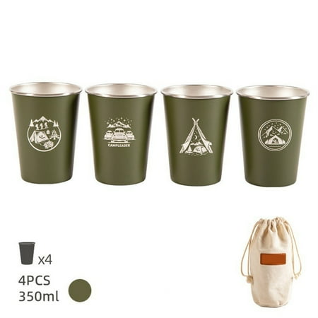 

4pcs Stainless Steel Water Cup Camping Outdoor Fold Tea Wine Coffee Cup Travel