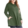 thumbnail image 5 of Women's Plus Size Long Sleeve V Neck Tops Buttons Tunic Shirts Solid Color Flowy Pleated Blouses Pullovers Green,L, 5 of 5