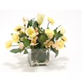 thumbnail image 1 of Distinctive Designs International  15687 Waterlook Soft Pink Dogwood- Cream Tulips And Ranunculus With Ivy In Square Glass, 1 of 1