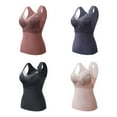 thumbnail image 5 of Winter Thermal Vest for Women Embroidery Lace Decor Push Up Chest Pads V-Neck High Elastic Seamless Darlon Lining Warm Underwear Waistcoat Daily Garment,Khaki 3XL, 5 of 8