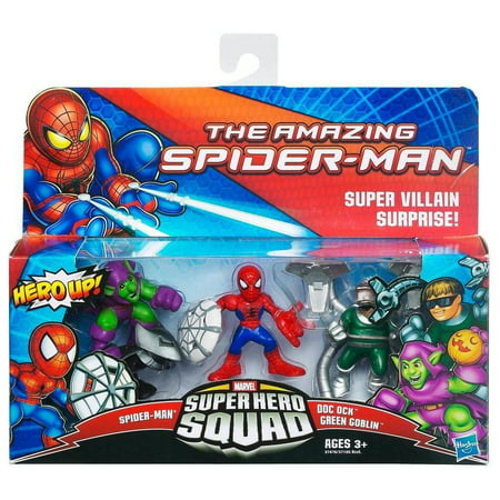 Amazing SpiderMan Super Hero Squad 3Pack Super Villan Surprise SpiderMan, Doc..., Marvel Spiderman Super Hero Squad Figure 3-Pack from Hasbr, By Hasbro Ship from US