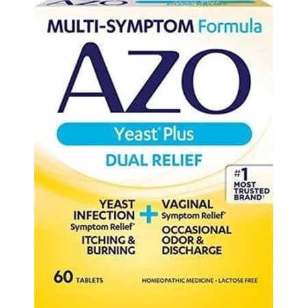 AZO Yeast Infection + Vaginal Symptom Relief, Lactose Free, 60ct, 4-Pack