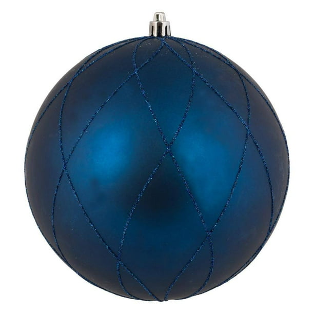Vickerman 568453 4" Midnight Blue Matte Glitter Swirl Ball Christmas