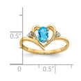 thumbnail image 3 of 14K Yellow Gold Ring Band with Stones (12) December Swiss Blue Topaz Oval Diamond Round, Size 8, 3 of 5