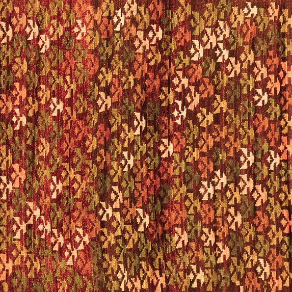 Ahgly Company Indoor Square Abstract Orange Contemporary Area Rugs, 5' Square
