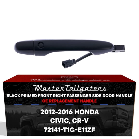 Exterior Door Handle Black Primed Replacement for Honda Civic Hybrid (2012-2015), CR-V (2012-2016) OE Part # 72141-T1G-E11ZF | Front Right Passenger Side w/o Keyhole