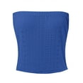 thumbnail image 4 of DondPO Women Strapless Eyelet Embroidery Tube Tops Cotton Tube Tops For Women Tube Tops For Women 2025 Strapless Babydoll Top Women'sStrapless Bandeau Tank Top Blue L, 4 of 5