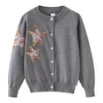 thumbnail image 2 of Wancir Toddler Girls Sweater Kids Casual Flower Prints Button Up V Neck Knitted Cardigan Jacket Long Sleeve Winter, 2 of 7