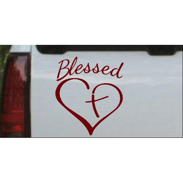 Blessed with Heart and Cross Car or Truck Window Decal Sticker