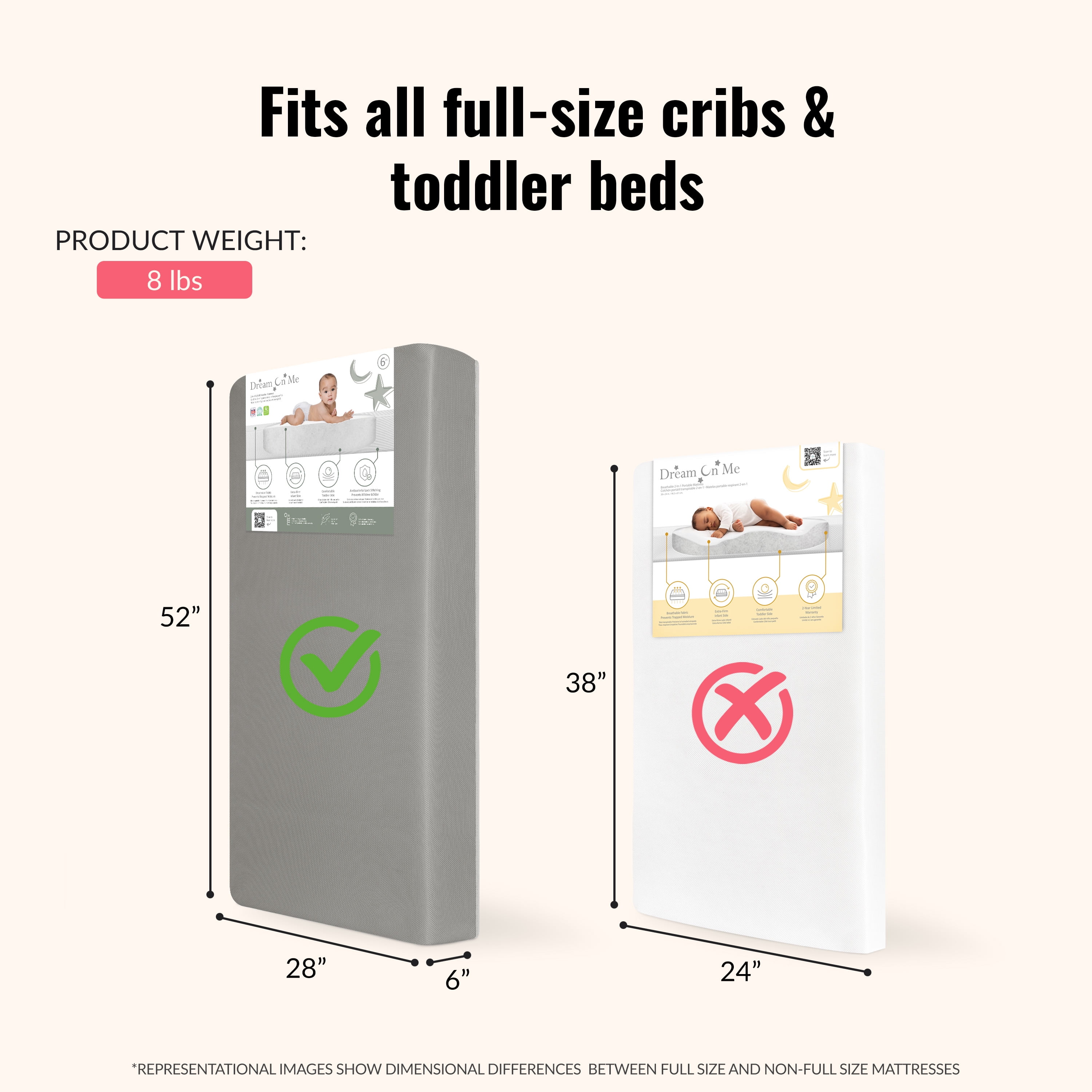 Dream on Me Starbright Breathable Foam Crib & Toddler Mattress in Grey (Fits Full Size Cribs and Toddler Beds)