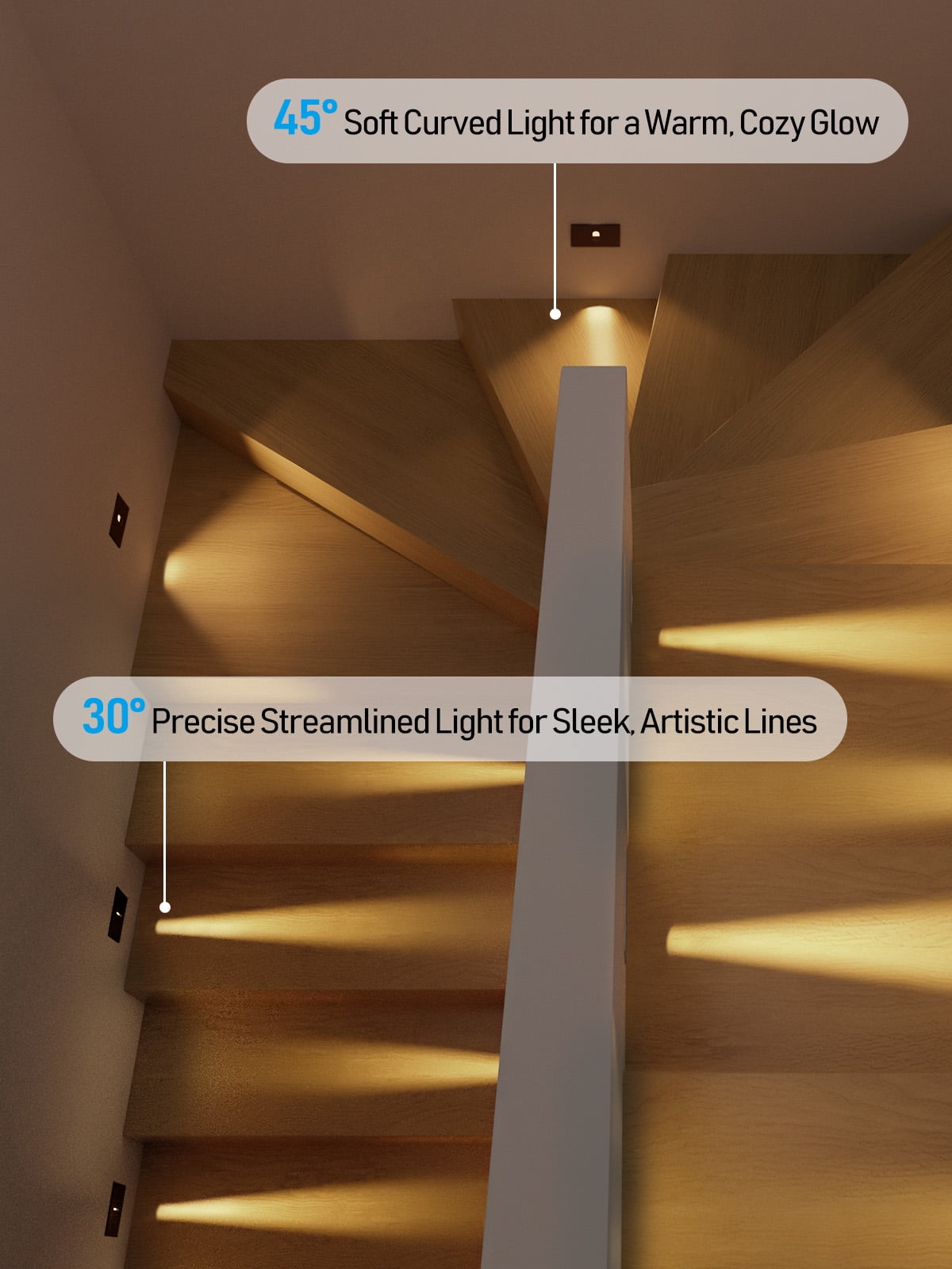 6 Pack LED Horizontal 5CCT Step Lights, Replaceable Magnetic Faceplat Indoor Stair Light, Dimmable, Black