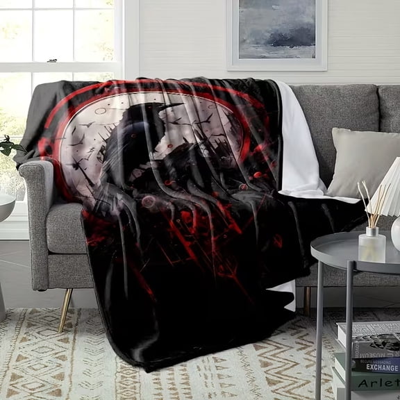 Gothic Crow Pattern Flannel Blanket