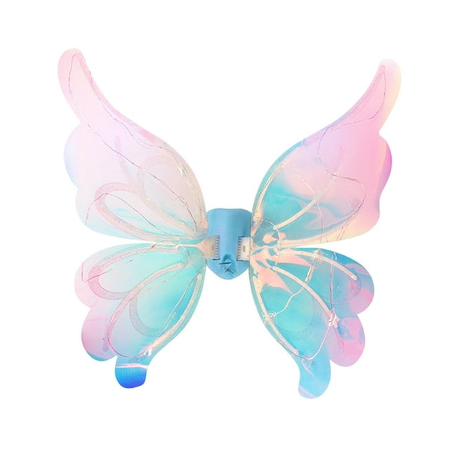 Ala de hada iluminada Disfraz de Halloween Ala de ángel Ala de mariposa LED ligera para niñas y mujeres para presentaciones escénicas Vacaciones Hallo azul