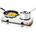Elite Cuisine Electric Double Cast Burner Hot Plate EDB302F, White