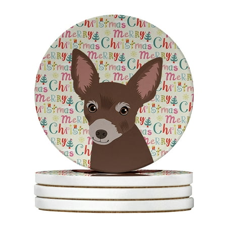 

Chihuahua Chocolate #2 Christmas Large Sandstone Coasters Pack of 4 4 in x 4 in