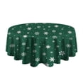 thumbnail image 5 of Green Christmas Snowflake Pattern Round Tablecloth 60"x60",Wrinkle Wipeable Table Cloth for Kitchen Dining Room Picnic Patio Party, 5 of 6