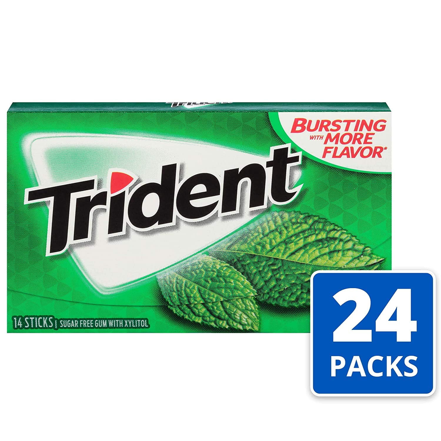 Trident Spearmint Sugar Free Gum, 24 Packs of 14 Pieces (336 Total Pieces), Set of 2