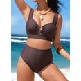 thumbnail image 5 of SHEWIN Women's 2 Pieces Bikini Swimsuit, High Waist Cut-Out Spaghetti Straps, Set (Women's), 5 of 10