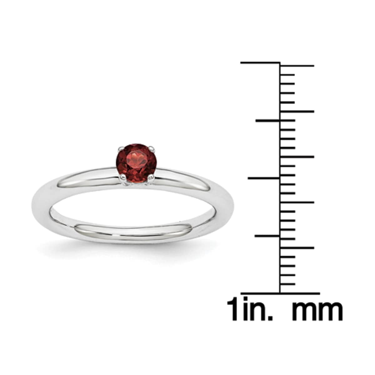 Garnet Sterling Silver Rhodium Ring