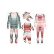 XBTCLXEBCO Christmas Matching Family Striped Pajamas Set Christmas Pjs Long Sleeve Holiday Sleepwear