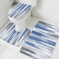 thumbnail image 3 of Blue Gray Bath Mat 3 Piece Bathroom Rug Set, Modern Simple Abstract White Ombre Texture Non Slip Bath Rug Contour Mat and Toilet Lid Cover, Absorbent Shower Mats Soft Bath Rugs and Mats Sets, 3 of 8