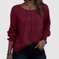 thumbnail image 2 of vigerkar Womens Long Sleeve Tunic Tops Fashion Loose Fit Dressy Tops Pleated Front Crewneck Shirts Business Casual Cute Tee (Wine, XL), 2 of 6