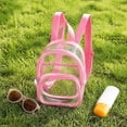 thumbnail image 3 of Lovely Pink Transparent Pvc Mini Backpack With Cute Style, Fashionable See-Through Daypack for Daily Outfit Matching, Casual Activities and Organizing Tiny Personal Stuff, Pink, 3 of 5