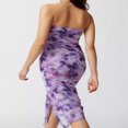 thumbnail image 2 of Women Floral Mesh Dress Summer Backless Strapless Split Party Dress, 2 of 5