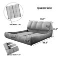 thumbnail image 3 of Queen Size Bed Frame Upholstered Platform Bed with Oversized Padded Backrest, Thickening Pinewooden Slats and Solid Wood Legs, No Box Spring Needed, 3 of 14